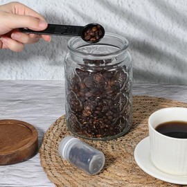 Juego de 5 cucharas medidoras negras universales fciles de leer con mango de agarre suave, tazas y cucharas de plstico para hornear y cocina, agujero 