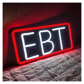 30"x15" Super Large LED EBT Signs for Business, Super Bright Neon EBT Sign with Sturdy Chain, 5 Levels Brightness Adjustable EBT Sign for Store Retail Shop Window Bar Restaurant (White/Red)