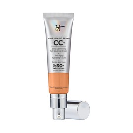 IT Cosmetics Your Skin But Better CC+ Cream, Tan Cool - Color Correcting Cream, Full-Coverage Foundation, Hydrating Serum & SPF 50+ Sunscreen - Natural Finish - 1.08 fl oz