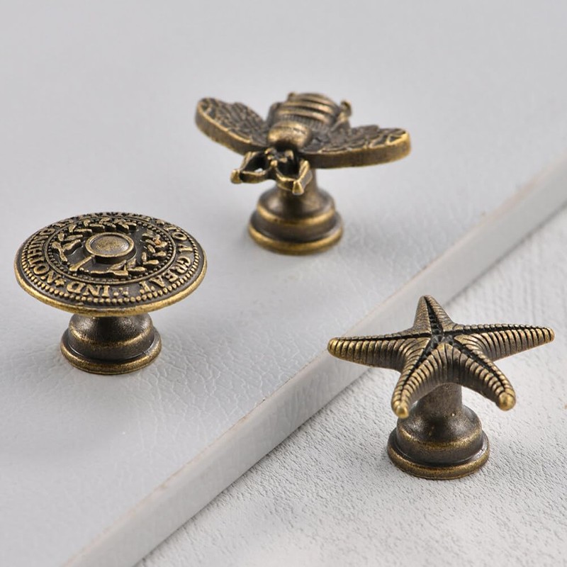 Angoily 10pcs Retro Cabinet Knobs Decorative Bee Drawer Pulls Wardrobe
