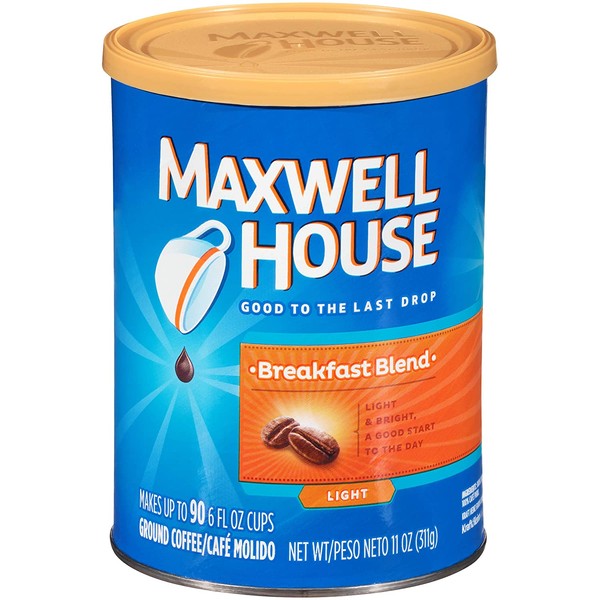 Maxwell House Breakfast Blend Light Roast Ground Coffee (11 oz Canister)