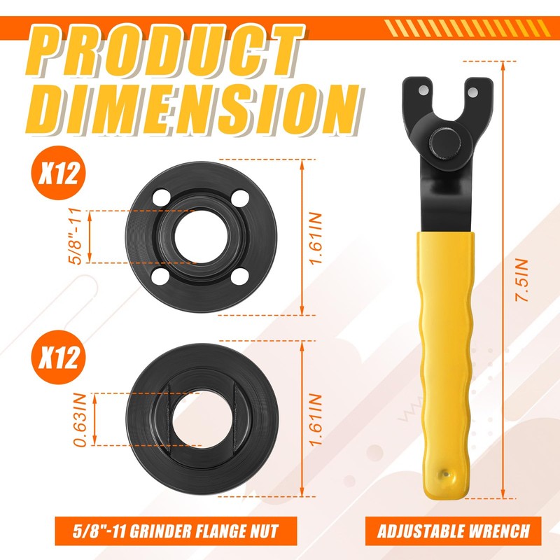 Hicarer Angle Grinder Nut Angle Grinder Wrench Kit 5/8"-11 Flange