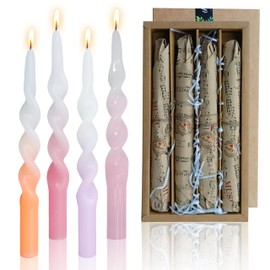 Gradient Color Spiral Taper Candle 10 Inches Twisted Candlesticks Unscented Tapered Candles 4 PCS Handmade Candles Sticks Smokeless Home Décor Restaurant Wedding Party Candlesticks