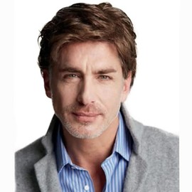 AUBWIG Short Silver Grey Wig for Men Wig Natural Fluffy Short Straight Hair Heat Resistant Synthetic Full Wigs (Silver Grey)