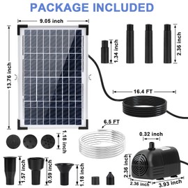 Solar Water Fountain Solar Powered Water Fountain 264GHP Solar Fountain Pump 12W 17V Solar Water Pump for Birdbath,Pond,Fish Tank,Waterfall,Garden Water Feature