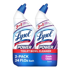 Lysol Power + Odor Fighting Toilet Bowl Cleaner Gel, For Cleaning and Disinfecting, Stain Removal, Fresh Clean Scent, 24oz (Pack of 2)