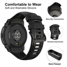 ZOCOVIN Silicone Watch Bands for Garmin Instinct 3 45mm, Soft Silicone Strap Sport Wristband Replacement Strap for Garmin Instinct 3 45mm