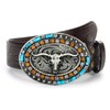 UTOWO Western PU-Leather Cowboy Buckle Belt for Men and Women