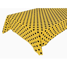 Zen Creative Designs Premium Cotton Table Cloth Polka Dots/Spots (58" x 58" Square, Black Yellow)