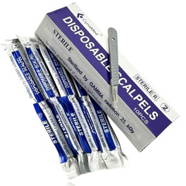 Disposable Scalpel 15C Disposable Dermaplaning Blades with Plastic Handle, High Carbon Steel Dermaplaning Scalpel Blade Individually Wrapped 15C Blade, Sterile - Box of 10 (1)