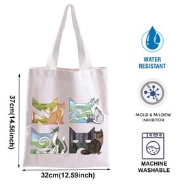 Funny W Cats Tote Bag Cat Clans Canvas Tote Bag for Erin Cats Fans Novels Gift Bag Shadow clan Cat Merch Bookish Gift (TB, W Cat Tote CA)
