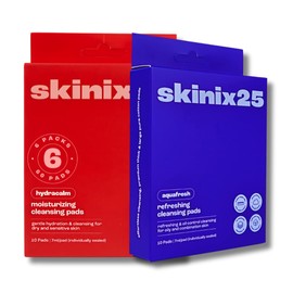 skinix25 Skinix25 Hydracalm & AquaFresh Cleansing Pads C 6-Pack Combo (30 Hydrating + 30 Oil-Control), Individually Wrapped, 100% Cotton, Face Wipes for All Skin Types