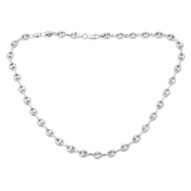 Unisex .925 Sterling Silver Nautical Anchor Link Puff Mariner Chain Necklace For Women Men 6MM Wide 18 Inch