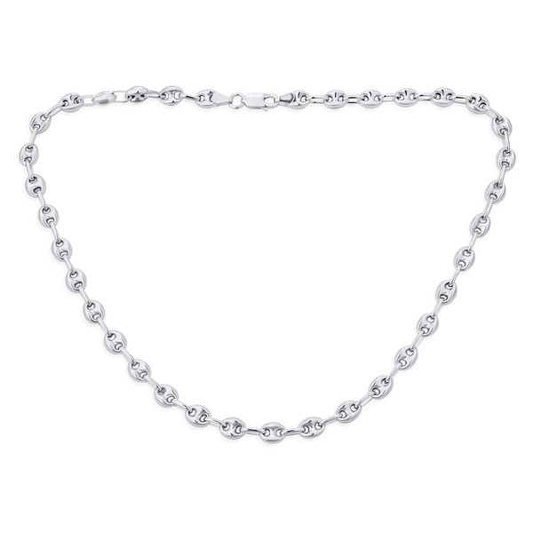 Unisex .925 Sterling Silver Nautical Anchor Link Puff Mariner Chain