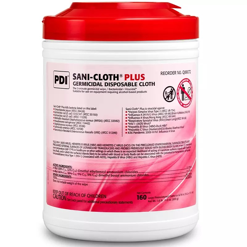 PDI Sani-Cloth Plus Germicidal Surface Wipe Pack - 160 Disposable