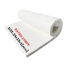 Nelyrho 24"x15"x1" Ceramic Fiber Insulation Blanket, Fireproof & Heat Resistant Up to 2700°F, Ideal for Wood Stove Baffle, Fireplaces, Kilns, Forges, Pizza Ovens, Dishwashers, and More