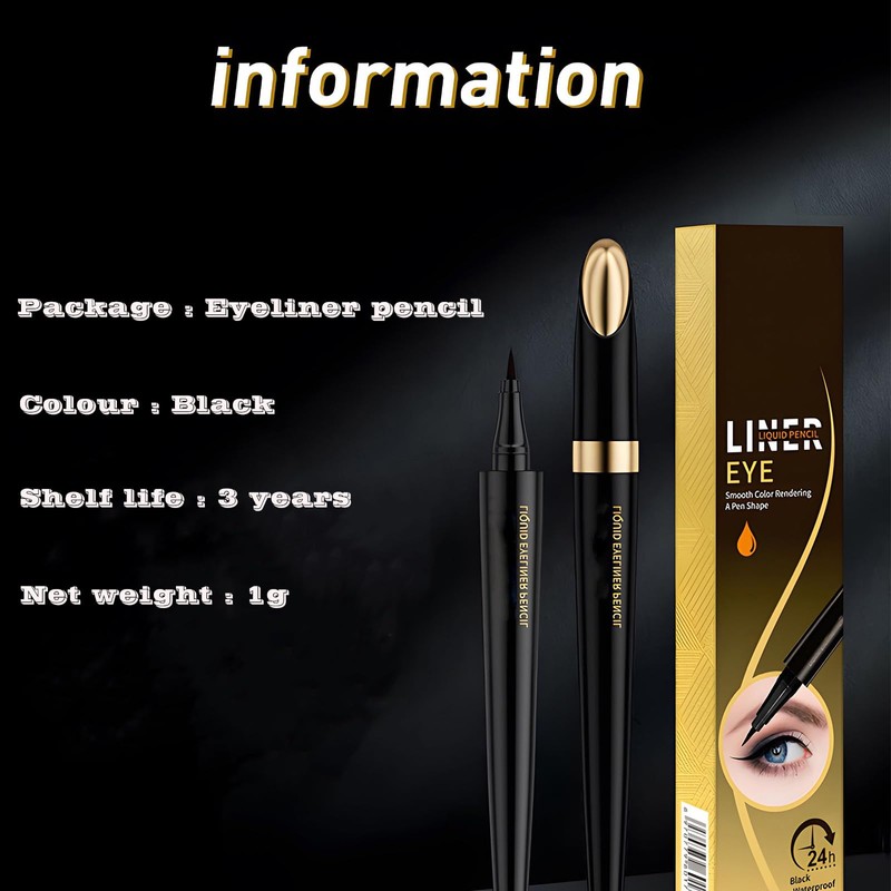 Eyeliner Black，Eyeliner pencil for Women，Waterproof ， Long-Stay ，Super-Soft for Smooth