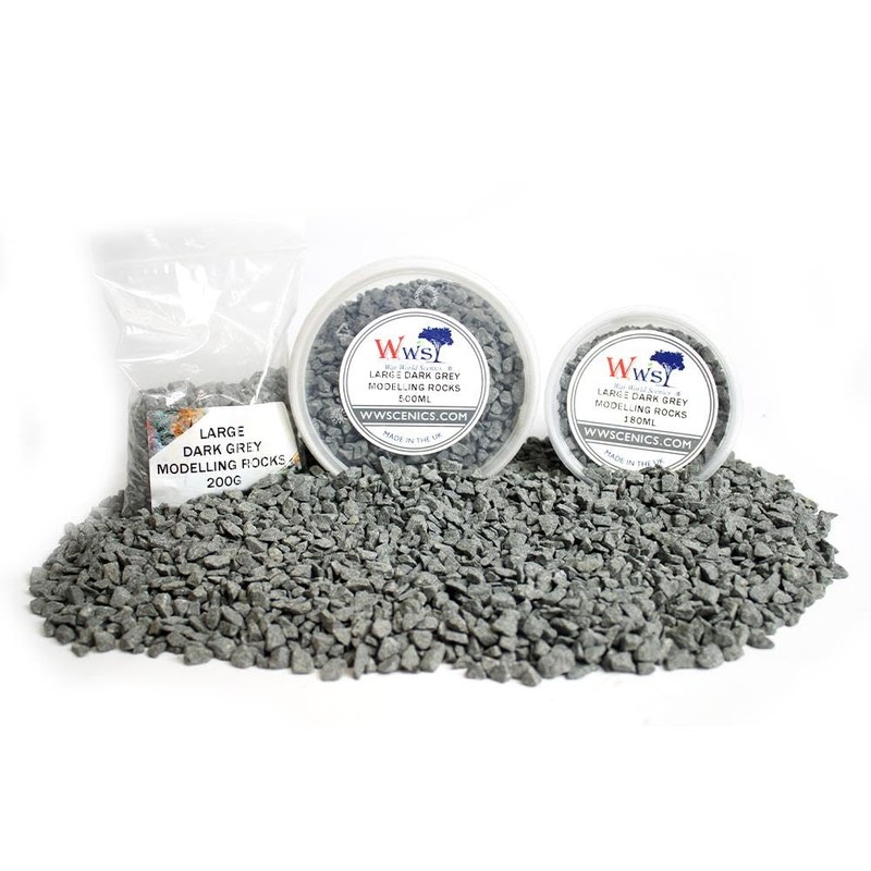 WWScenics Large Dark Grey Modelling Rocks 2-5mm | 200g Bag