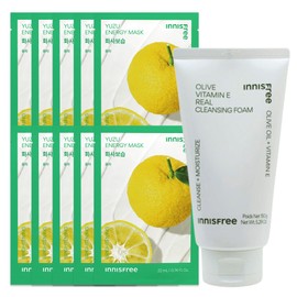 (10 sheets)Innisfree Energy Mask Yuzu+Olive Vitamin E Real Cleansing Foam / (10매)이니스프리 에너지 마스크 유자+올리브 비타민 E 리얼 클렌징 폼