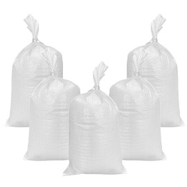 AK TRADING CO. 14" x 26" Poly Sandbags W/UV Protection & Built-in Ties - Flood Water Barrier - Tent Sandbags - White