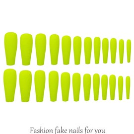 Outyua Light Green Coffin Press on Nials Ballerina Extra Long Fake Nials Artificial Full Cover Acrylic Nails Haloween for Women and Girls 24Pcs (Matte Green)