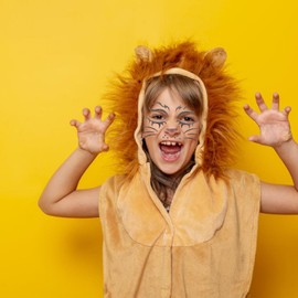 LEMONSTONE Animal Face Tattoo Carnival, Pack of 2 Tiger Tattoo Face Leo Face Art Stickers, Tiger Make-Up, Glitter Animal Stickers Face Carnival Leo Temporary Tattoos, Animals Face Sticker for Fancy