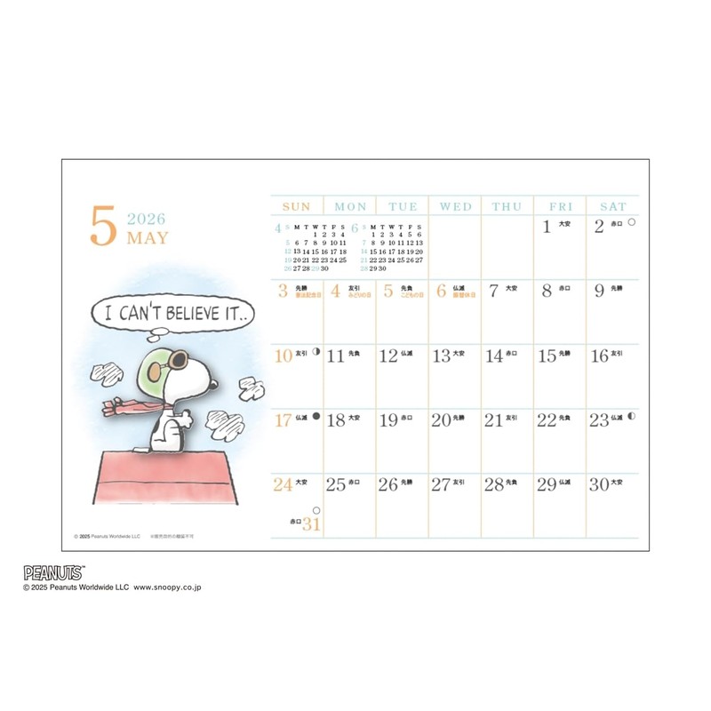 2026 Calendar Watercolor Schedule/PEANUTS (Desk)