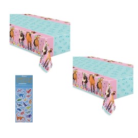 Spirit Riding Free Horse Birthday Party Supplies Bundle includes Plastic Table Covers - 2 Pack