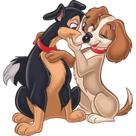 Schnauzer and a Terrier Adorable Quote Wall Decal Decoration Cute Lady and The Tramp Characters Kids Movie Dogs Romantic Comedy Decor Sticker Nursery Decoration Sticker - Size: 20 in(W) x 20 in(H)