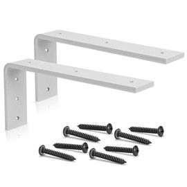 Granite Countertop Support Bracket - Heavy Duty Shelf Brackets for Granite Countertops, Pony Walls, Breakfast Bars, Floating Shelves - 300lb Capacity, Countersunk Holes - 8 Black Screws - Set of 2