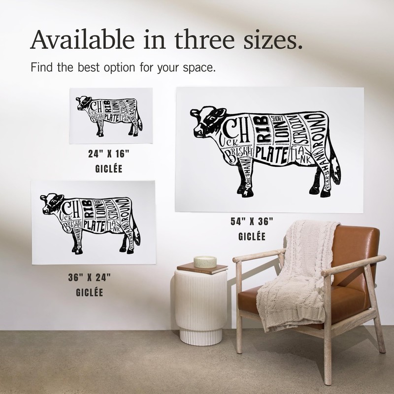 Lantern Press 36x54 Inch Giclee Print, Beef, Butchers Block Meat
