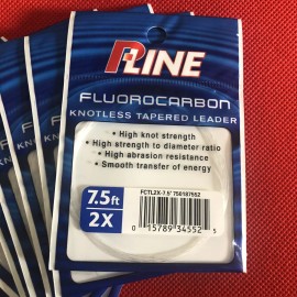 P-LINE Fluorocarbon Tapered Leader 7.5ft  2X  10lb (3-Pack) Fly Fishing Knotless