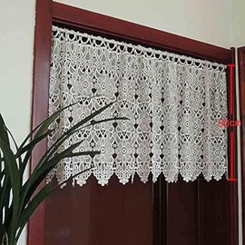 Yaland Net Curtains Lace Short Curtains Country House Style Bistro Curtains Eyelets Window Curtains Door Curtain with Floral Pattern Beautifully Decorated (W x H 250 x 50 cm) White Pack of 1