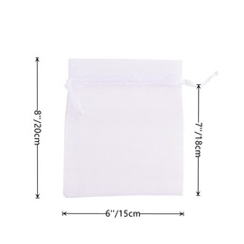 100 Pcs 15 x 20 cm(6 x 8 inch) Drawstring Organza Bags Bulk Small Gift Bags Mesh Gift Bags Jewelry Bags for Christmas Candy Wedding Birthday Party,White