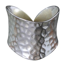 NicoWerk Silver Ring - Wide Ring in High Gloss Style - Hammered Design - Adjustable for Any Finger - High Quality - Gift Boxed 193, Sterling Silver, No Gemstone