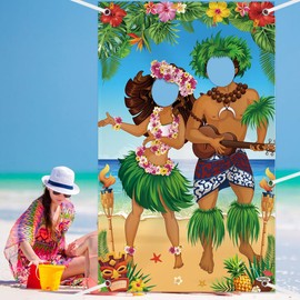 MEHOFOND Luau Couple Photo Banner Hawaiian Themed Party Decorations Aloha Tropical Beach Luau Party Favors Summer Party Photo Studio Booth Prop Banner 3.6x5.9ft