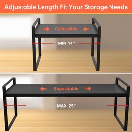 Adjustable Cabinet Shelves 9", Expandable 14~25" Metal Shelving for Pantry & Kitchen Organization (1Pcak)