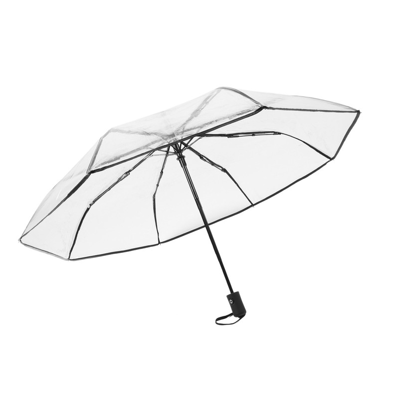 Clear Automatic Foldable Umbrella 8 Ribs 3 Folding Black Edging