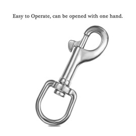 GANGUOLA Heavy-Duty Swivel Eye Bolt Snap Hooks 3.3 Inch, 316 Stainless Steel, Bolt Snaps of Metal, Single Ended Clips(4 Pcs)