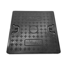 Natotela 23.6x23.6in Fiberglass Replacement Manhole Cover-Only Lid,Corrosion Resistance Square FRP Sewer Cover with Handles for Yard,Pavement,Heavy Duty Septic Tank Lid,Non-slip Sewage Basin Covers