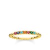 THOMAS SABO Ring with Coloured Stones Gold Plated Silver TR2323-488-7-50,
