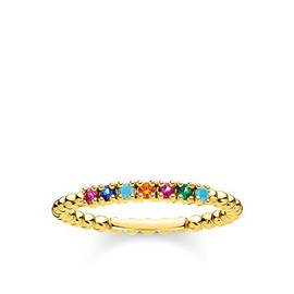 THOMAS SABO Ring with Coloured Stones Gold Plated Silver TR2323-488-7-50, Sterling Silver, No Gemstone