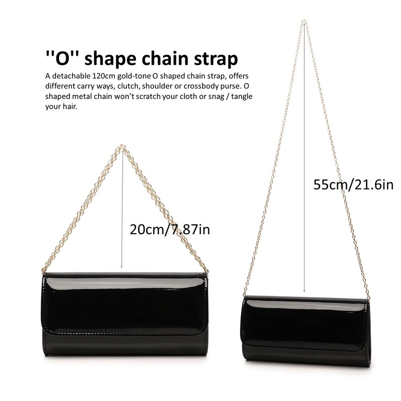 Patent Leather Envelope Clutch for Women Stylish Evening Handbag with