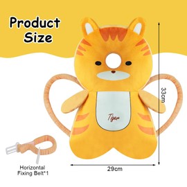 Vicloon Baby Head Protection, Adjustable Protective Pillow Baby, Breathable Baby Head Protective Pad for Children 4-24 Months, Adjustable Infant Pillow Backpack with Knee Pads (Orange Tiger)