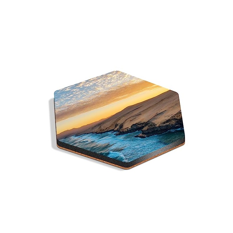 1 x Hexagon Coaster - Playa Veril Manso Fuerteventura Spain