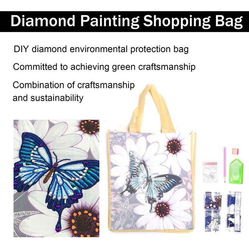 Diamond Painting Shopping Bag Reusable with Handles DIY Foldable Tote
