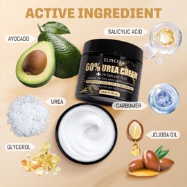 Clyecfra 60% Urea Cream with 2% Salicylic Acid, Urea Cream 60 Percent for Feet & Hands- Maximum Strength Moisturizer for Rough, Dry, Thick & Cracked Skin, Callus Remover, Deep Hydration, 150g