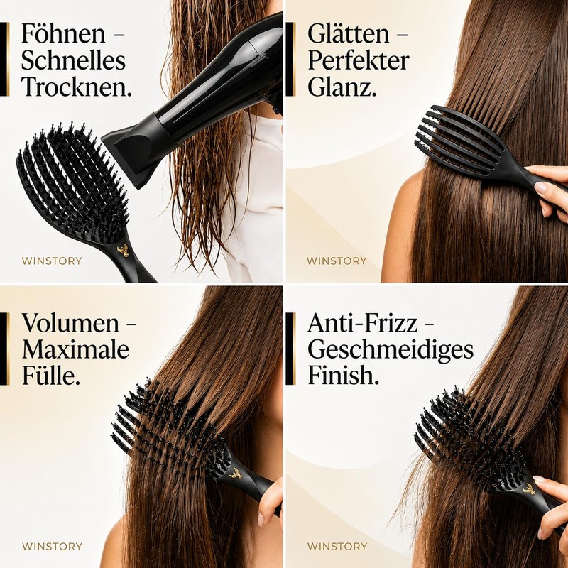 WinStory Smoothing Finger Flex Hair Brush - Salon Quality, Quick