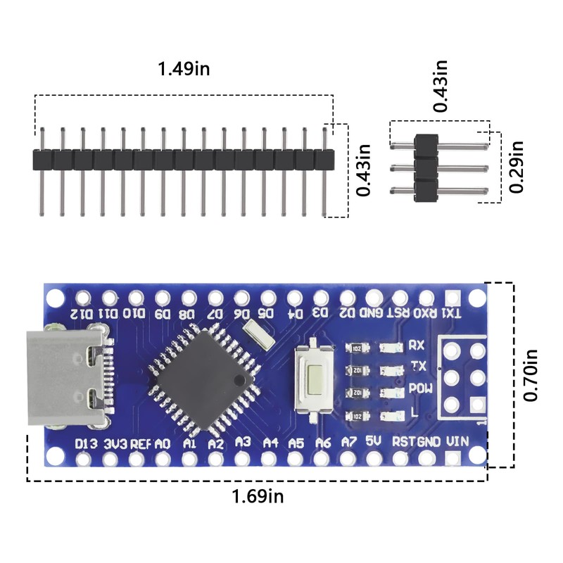Nano Module with CH340 Microchip, 5V/16MHz Nano Board Compatible with