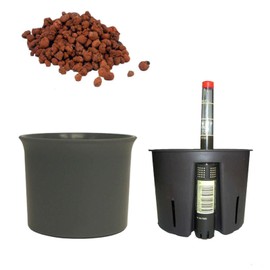 happy-nature Set4 Hydro Flower Pot Atlas 13/12 Anthracite Diameter 15.5 cm Height 13.0 cm + Expanded Clay + Water Indicator + Culture Pot Diameter 15.5 cm Height 13.0 cm